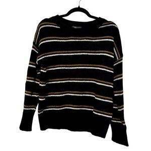 Line & Dot Striped Knit Sweater – Black/Neutral – Women’s XS